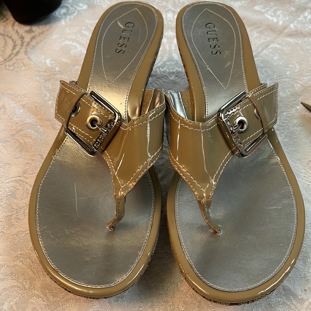 Guess size 9M Camel coloured sandals.